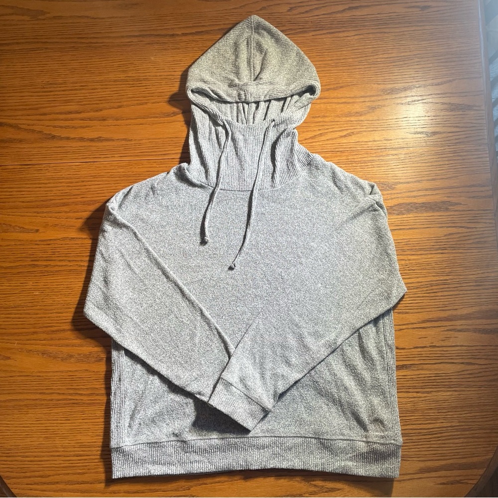 Fat Face knit pullover gaiter hoodie women gray medium large